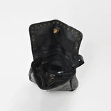 Spaghetti Western Swc163Blk Envelope Vintage Handmade Drum Dyed Genuine European Cowhide Leather Women Bag Western Handbag Purse