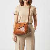 Spaghetti Western Swc165Tan Envelope Vintage Handmade Drum Dyed Genuine European Cowhide Leather Women Bag Western Handbag Purse