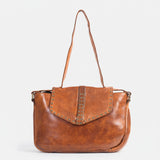 Spaghetti Western Swc165Tan Envelope Vintage Handmade Drum Dyed Genuine European Cowhide Leather Women Bag Western Handbag Purse