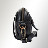 Spaghetti Western Swc166Blk Small Crossbody Vintage Handmade Drum Dyed Genuine European Cowhide Leather Women Bag Western Handbag Purse