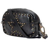 Spaghetti Western Swc166Blk Small Crossbody Vintage Handmade Drum Dyed Genuine European Cowhide Leather Women Bag Western Handbag Purse