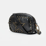 Spaghetti Western Swc166Blk Small Crossbody Vintage Handmade Drum Dyed Genuine European Cowhide Leather Women Bag Western Handbag Purse