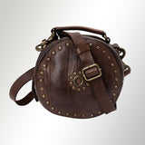 Spaghetti Western Swc168Brn Canteen Vintage Handmade Drum Dyed Genuine European Cowhide Leather Women Bag Western Handbag Purse