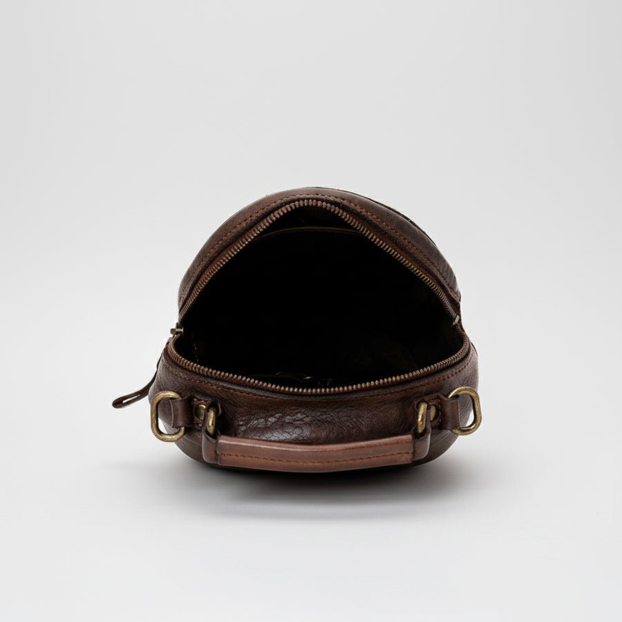 Spaghetti Western Swc168Brn Canteen Vintage Handmade Drum Dyed Genuine European Cowhide Leather Women Bag Western Handbag Purse