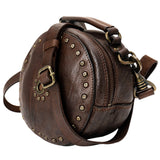 Spaghetti Western Swc168Brn Canteen Vintage Handmade Drum Dyed Genuine European Cowhide Leather Women Bag Western Handbag Purse