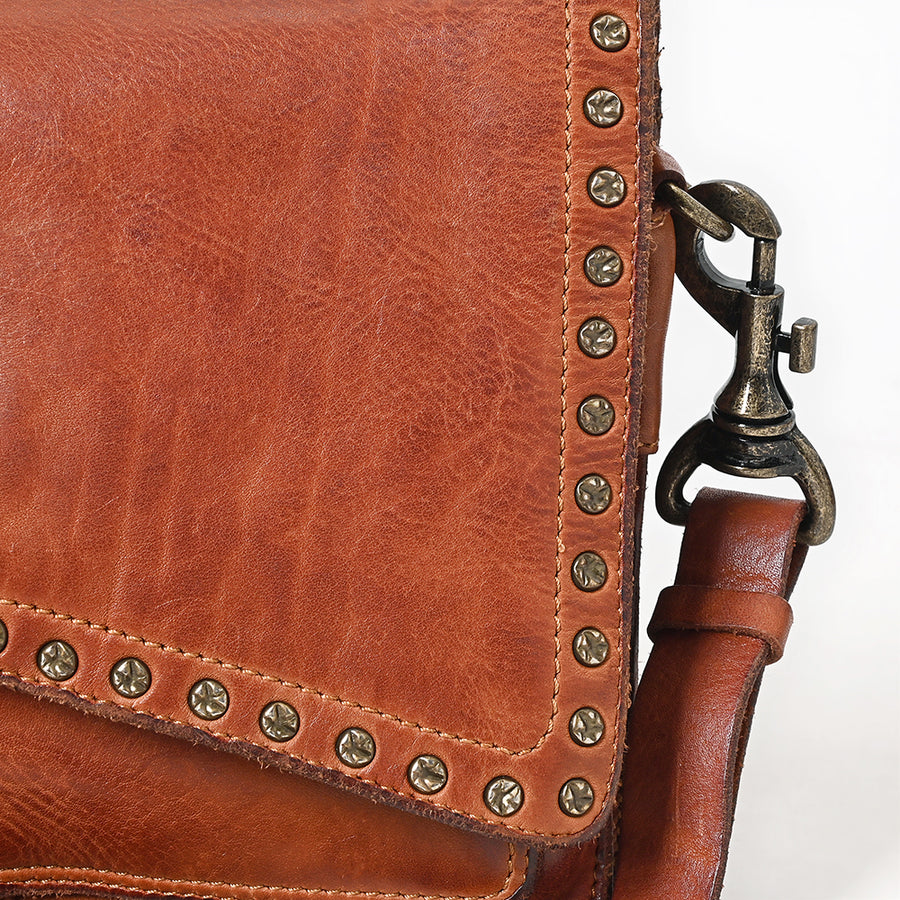 Spaghetti Western Swc169Cg Envelope Vintage Handmade Drum Dyed Genuine European Cowhide Leather Women Bag Western Handbag Purse