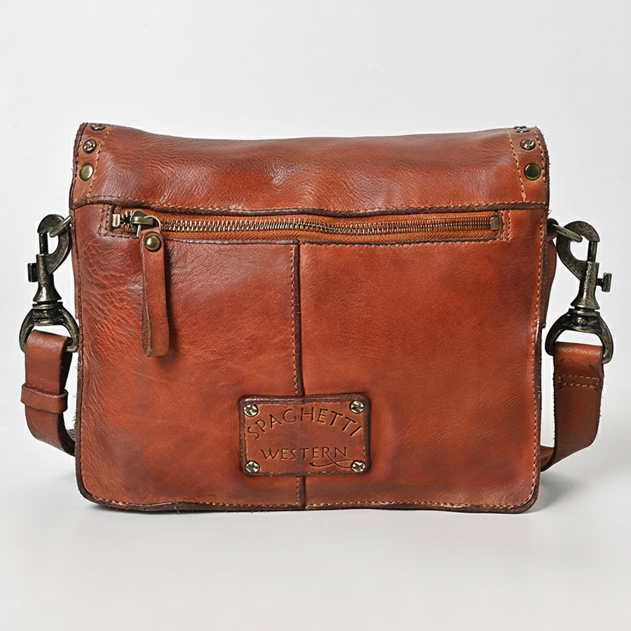 Spaghetti Western Swc169Cg Envelope Vintage Handmade Drum Dyed Genuine European Cowhide Leather Women Bag Western Handbag Purse