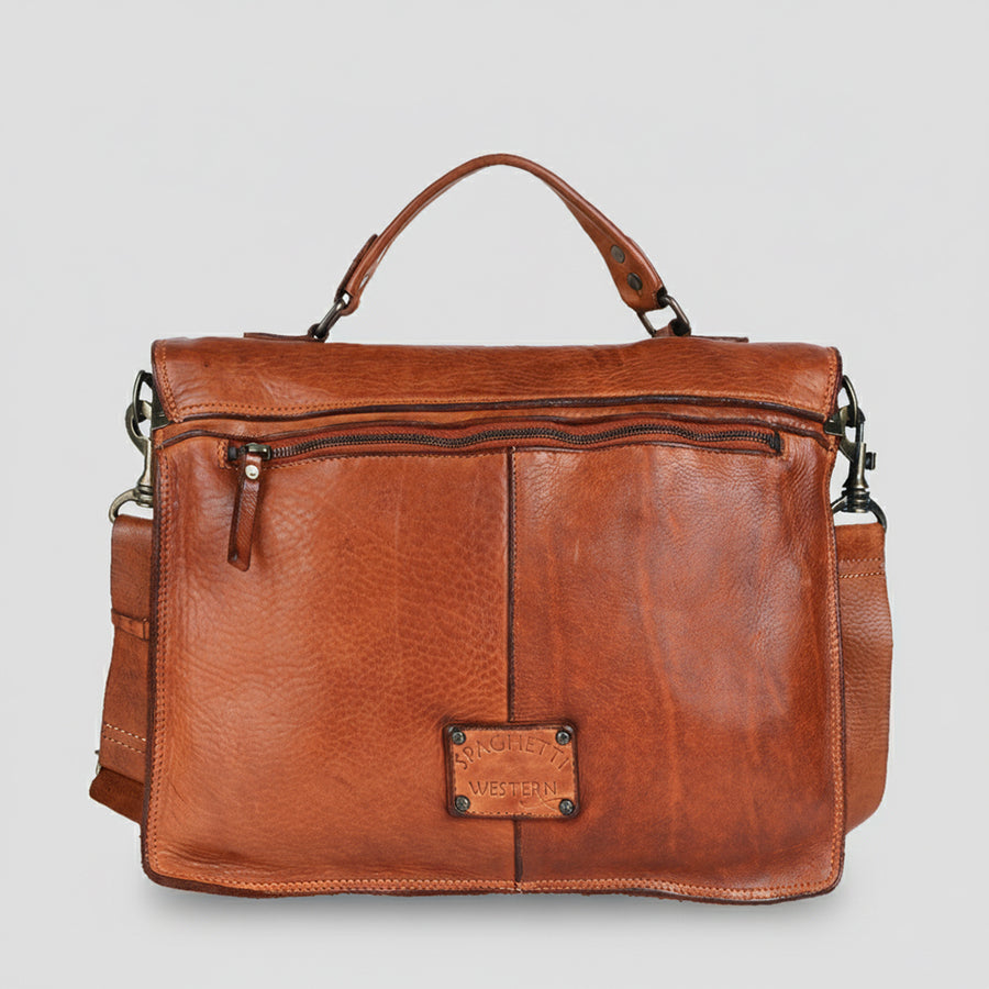Spaghetti Western Swc171Tan Briefcase Vintage Handmade Drum Dyed Genuine European Cowhide Leather Women Bag Western Handbag Purse