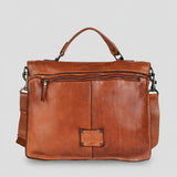 Spaghetti Western Swc171Tan Briefcase Vintage Handmade Drum Dyed Genuine European Cowhide Leather Women Bag Western Handbag Purse