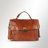 Spaghetti Western Swc171Tan Briefcase Vintage Handmade Drum Dyed Genuine European Cowhide Leather Women Bag Western Handbag Purse