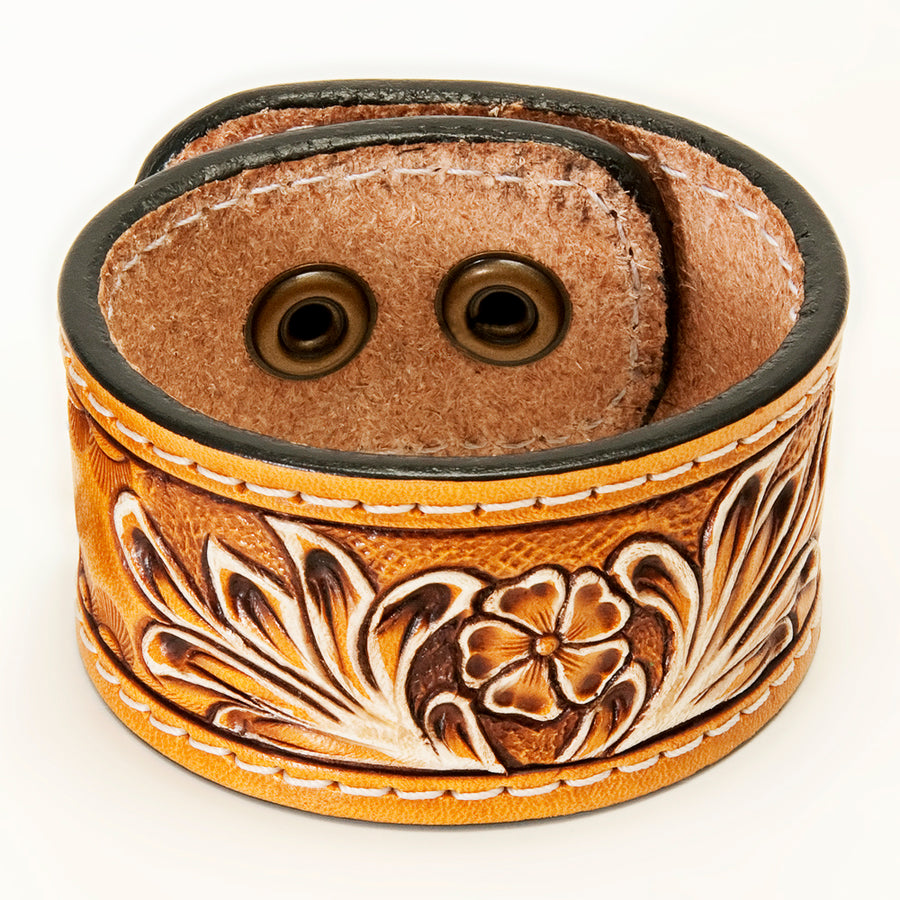 American Darling Bracelet Hand Tooled Carved Genuine Leather Women | Handmade Western Rustic