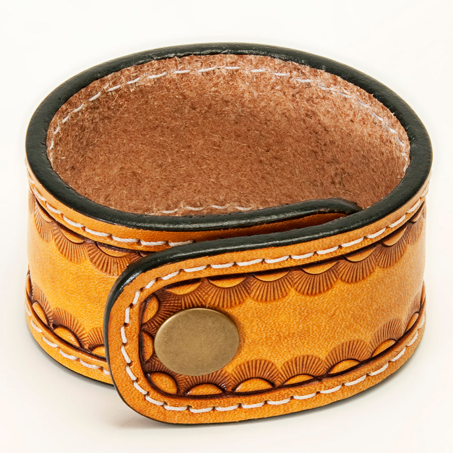 American Darling Bracelet Hand Tooled Carved Genuine Leather Women | Handmade Western Rustic