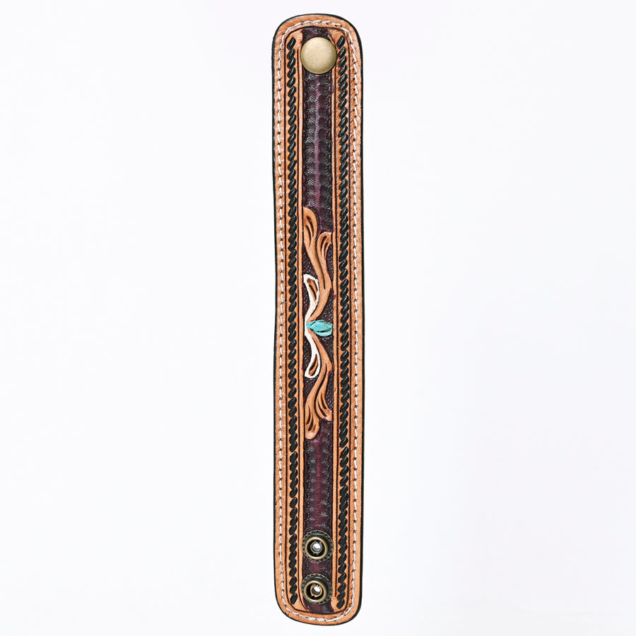 American Darling ADBRF149 Hand tooled carved Genuine Leather Bracelet by Hilason – Cowboy and equestrian accessories