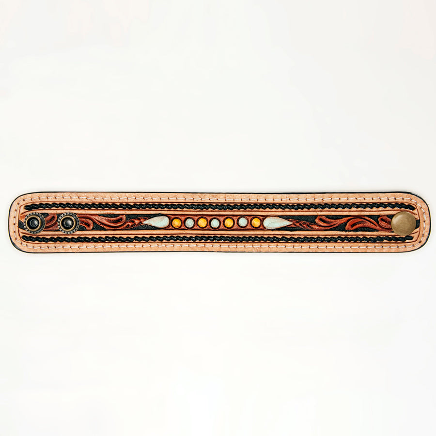 American Darling ADBRF150 Hand tooled carved Genuine Leather Bracelet by Hilason – Cowboy and equestrian accessories