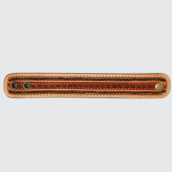 American Darling ADBRF151 Hand tooled carved Genuine Leather Bracelet by Hilason – Cowboy and equestrian accessories