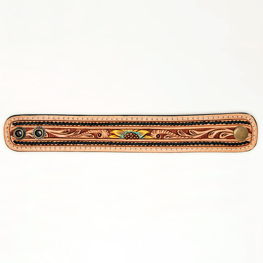 American Darling ADBRF152 Hand tooled carved Genuine Leather Bracelet by Hilason – Cowboy and equestrian accessories