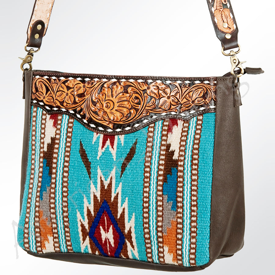 American Darling Hand Tooled Leather Saddle Blanket Cross body Bag Women - Uhorse