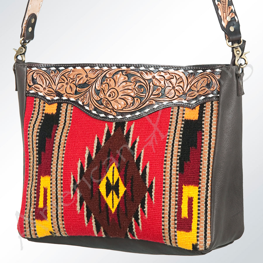 American Darling Hand Tooled Leather Saddle Blanket Cross body Bag Women - Uhorse