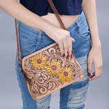 American Darling ADBG666 Coin Purse Hand Tooled Genuine Leather Women Bag Western Handbag Purse