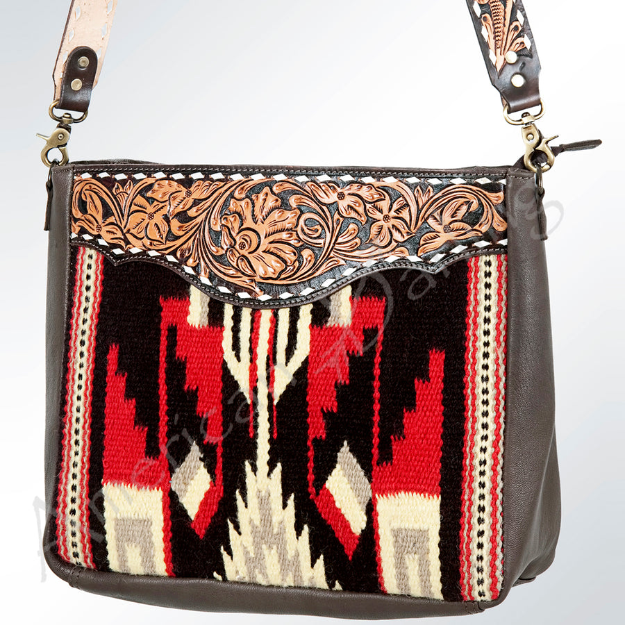 American Darling Hand Tooled Leather Saddle Blanket Cross body Bag Women - Uhorse