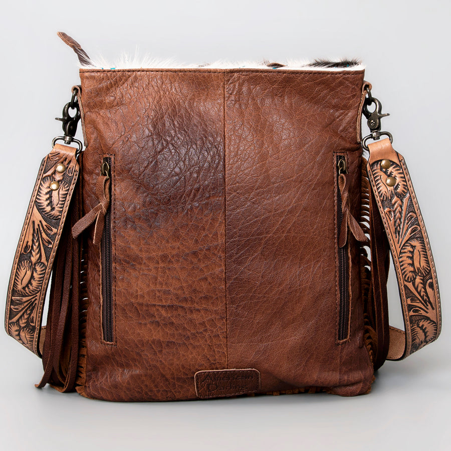 American Darling Messenger Hand Tooled Hair On Genuine Leather Western Women Bag Handbag Purse | Cute