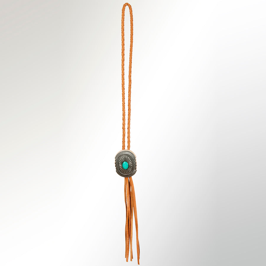 American Darling ADJW107A Braided Genuine Leather Jewelry Necklace with Concho