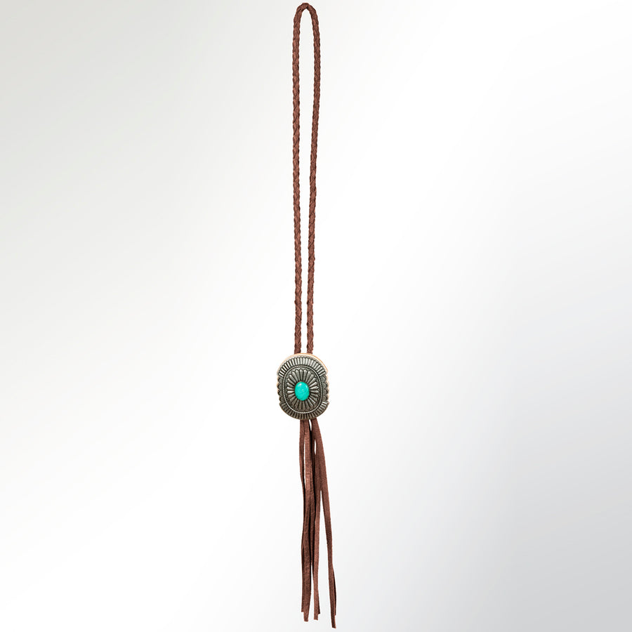 American Darling Braided Genuine Leather Jewelry Necklace with Concho Handmade Necklaces Timeless Piece for a Style