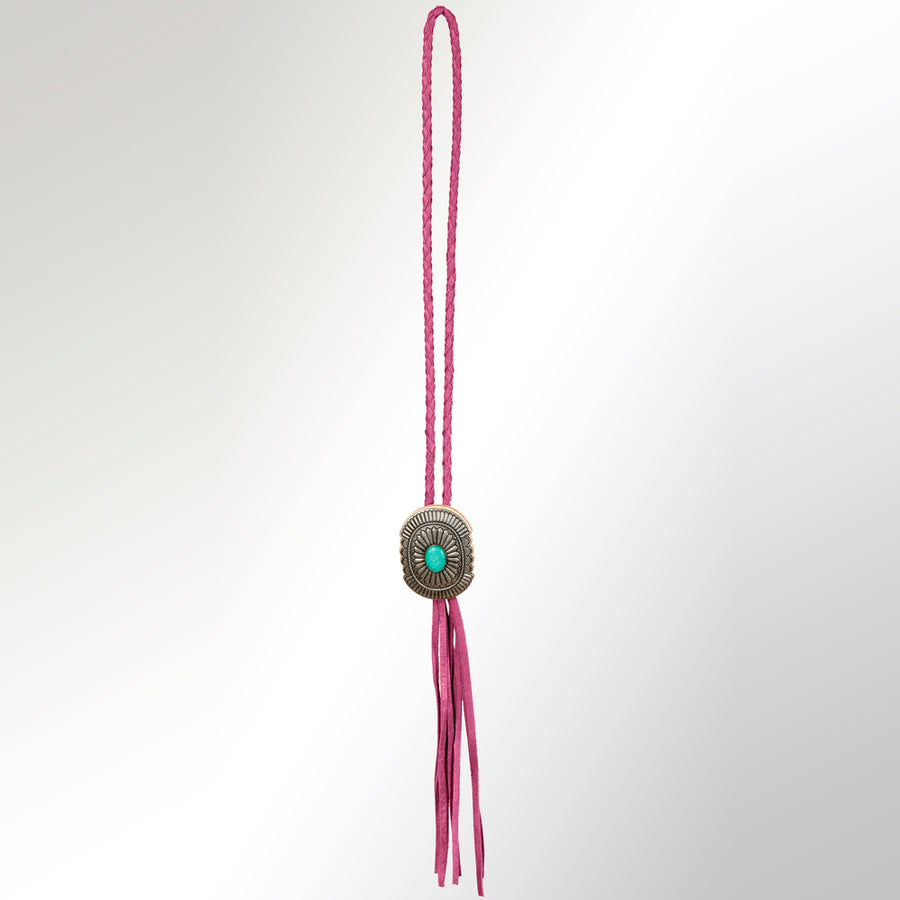 American Darling Braided Genuine Leather Jewelry Necklace with Concho Handmade Necklaces Timeless Piece for a Style