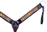 HILASON Western Horse Leather Headstall & Breast Collar Set Black Beaded