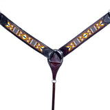 HILASON Western Horse Leather Headstall & Breast Collar Set Black Beaded