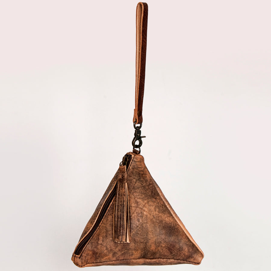 American Darling Wallet Bag Genuine Vegetable Tanned Leather Western Pyramid Purse with Wristlet Strap and YKK Zipper