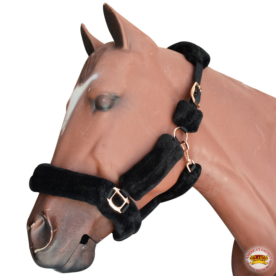 Small Hilason Comfort Fleece Nylon Horse Halter Black - Uhorse