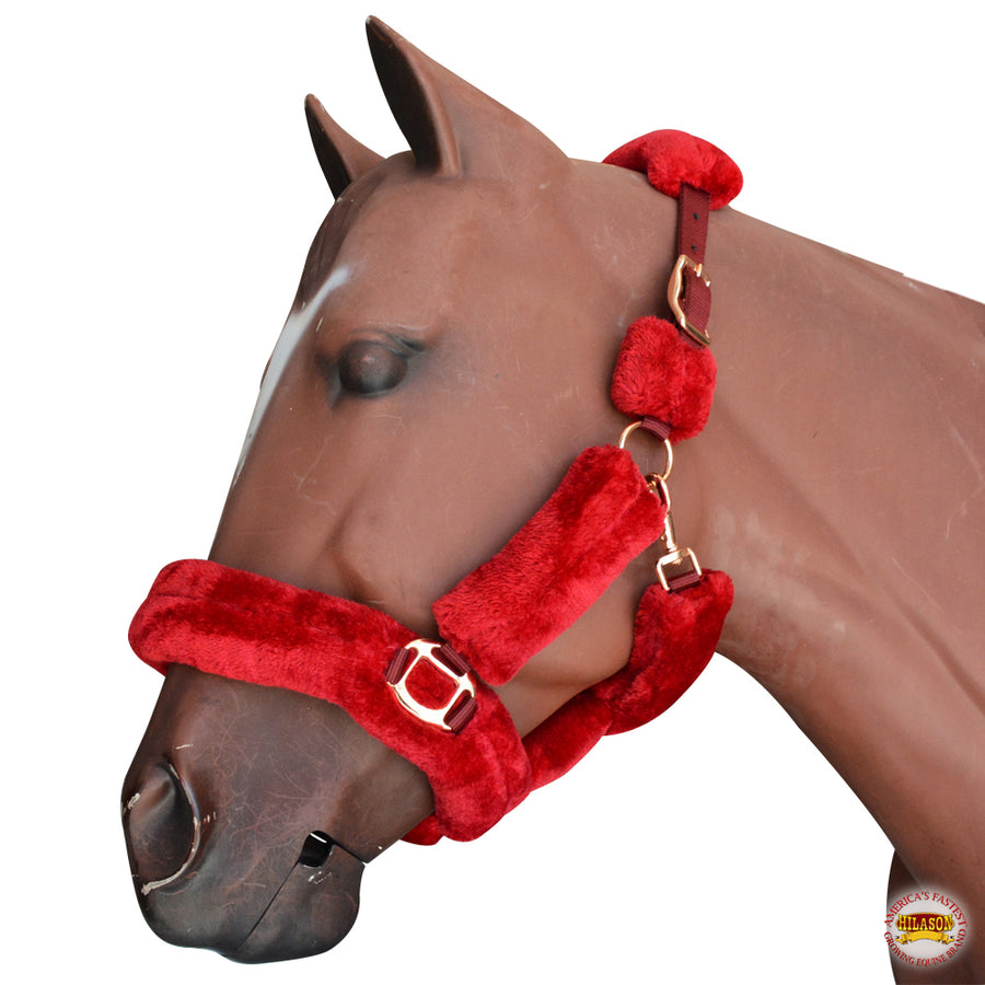 Small Hilason Comfort Fleece Nylon Horse Halter Maroon - Uhorse