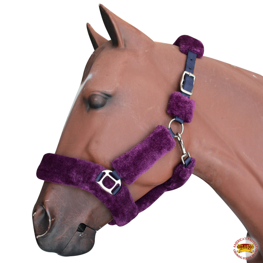 Large Hilason Comfort Fleece Nylon Horse Halter Mauve - Uhorse