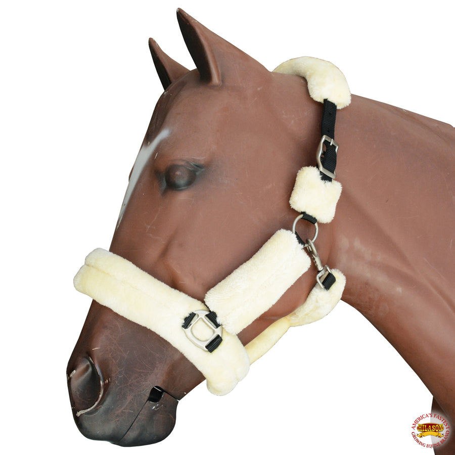 Medium Hilason Comfort Fleece Nylon Horse Halter Natural - Uhorse
