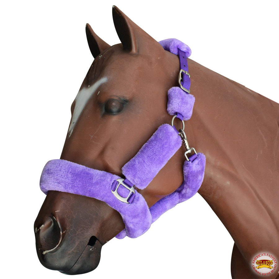 Medium Hilason Comfort Fleece Nylon Horse Halter Purple - Uhorse