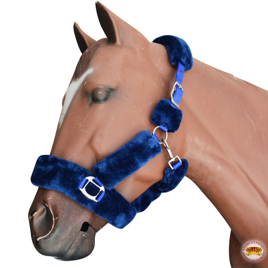 Medium Hilason Comfort Fleece Nylon Horse Halter Royal Blue - Uhorse