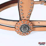 HILASON Western Horse Concho American Leather Headstall ‎Tan | for Horses