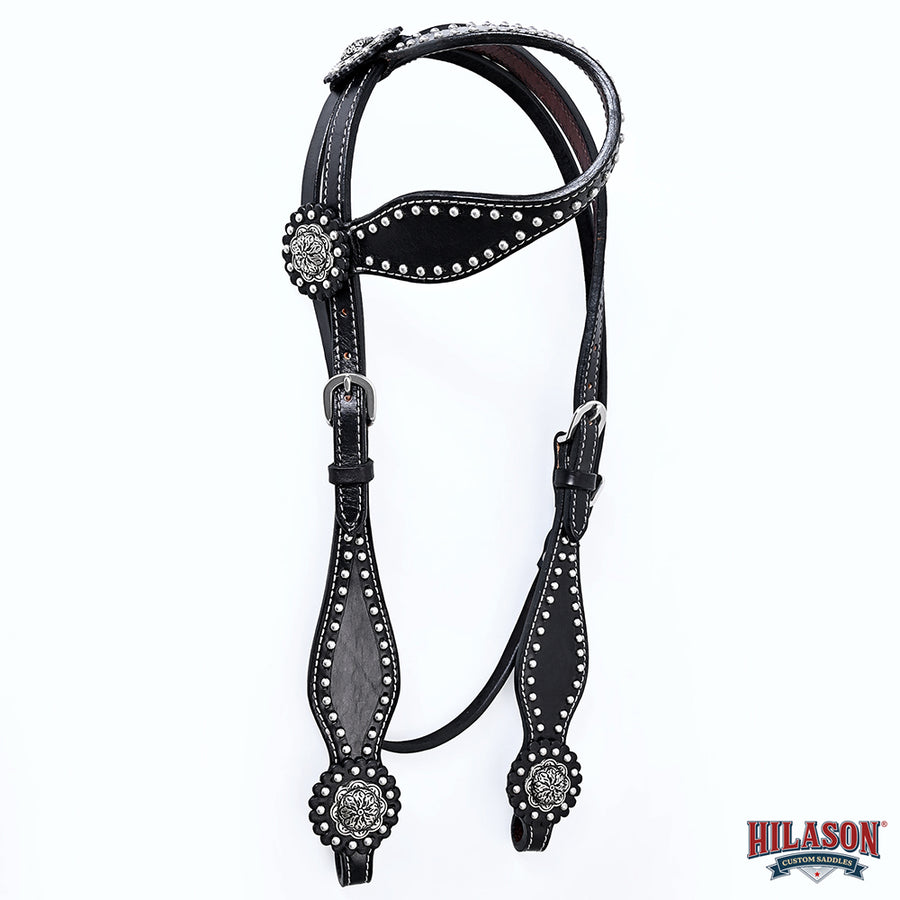 HILASON Western Horse Concho American Leather Headstall ‎Tan | for Horses