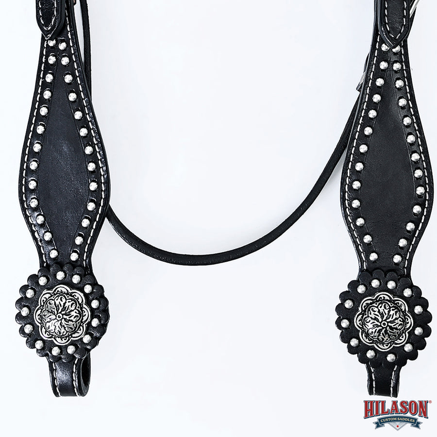 HILASON Western Horse Concho American Leather Headstall ‎Tan | for Horses