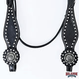 HILASON Western Horse Concho American Leather Headstall ‎Tan | for Horses