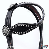 HILASON Western Horse Concho American Leather Headstall ‎Tan | for Horses