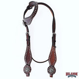 HILASON Western Horse Concho American Leather Headstall ‎Tan | for Horses