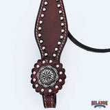 HILASON Western Horse Concho American Leather Headstall ‎Tan | for Horses