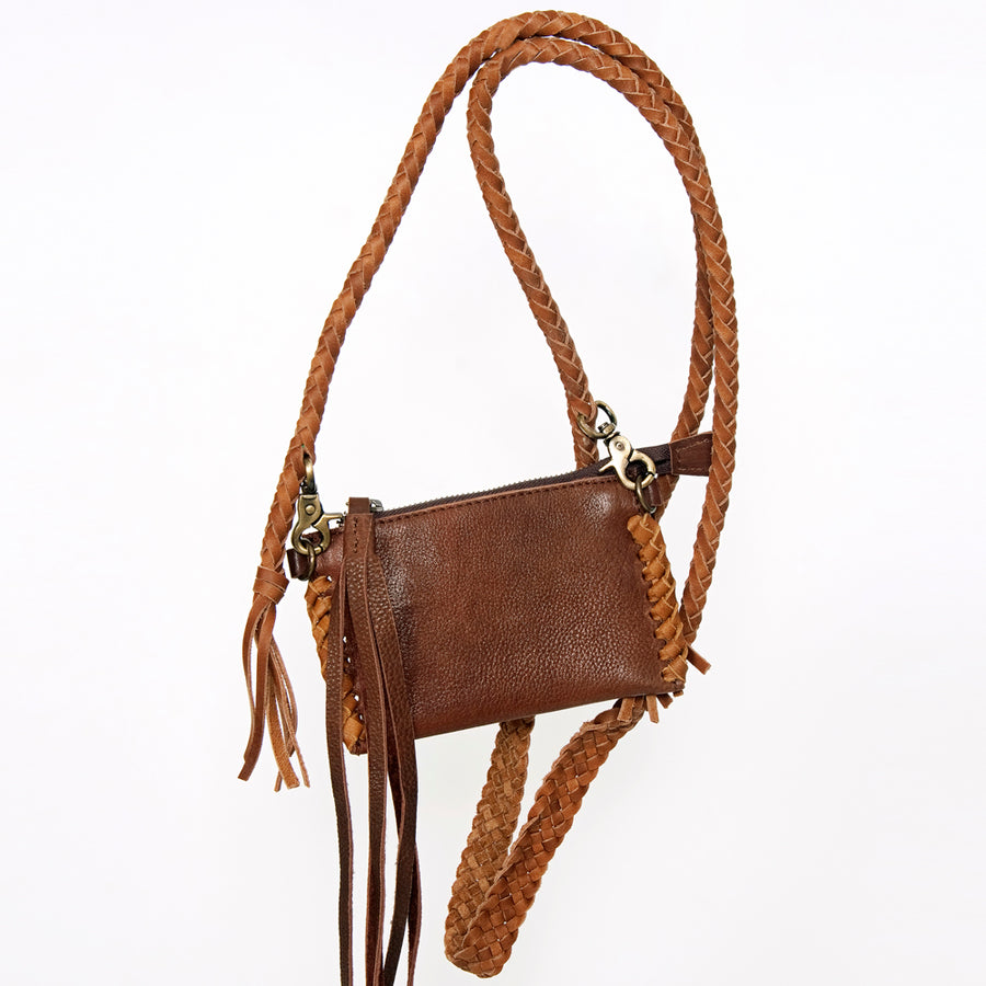 American Darling Handcrafted Leather Small Cross body Bag with Braided Strap - Uhorse