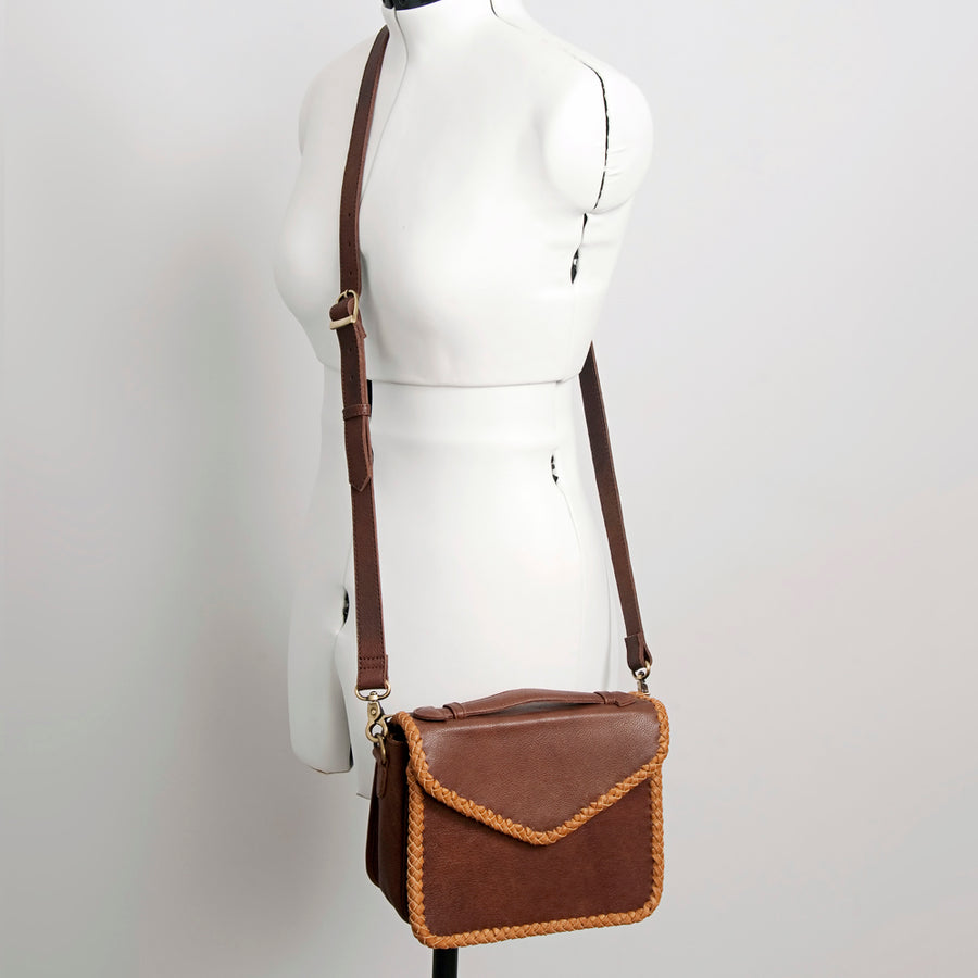 American Darling Envelope Bag, Handcrafted Genuine Vegetable-Tanned Leather Western Purse with Braided Detailing