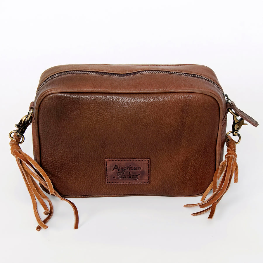 American Darling Small Cross body Bag, Handcrafted Genuine Vegetable-Tanned Leather Western Purse with Braided Detailing