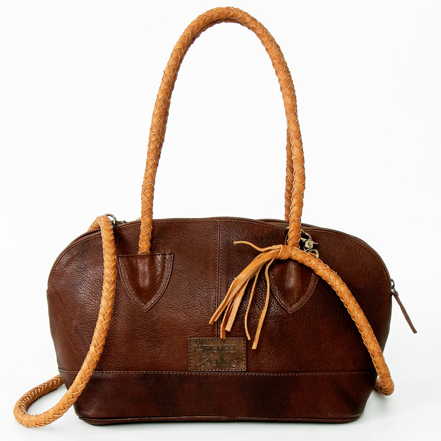 American Darling Speedy Bag, Handcrafted Genuine Vegetable-Tanned Leather Western Purse with Braided Handles & Fringes
