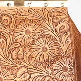 American Darling Vintage-Inspired Tooled Leather HandBag with Wooden Handle