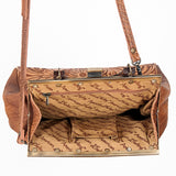 American Darling Vintage-Inspired Tooled Leather HandBag with Wooden Handle